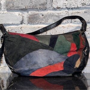 Vintage Colorblock Patchwork Shoulder Bag